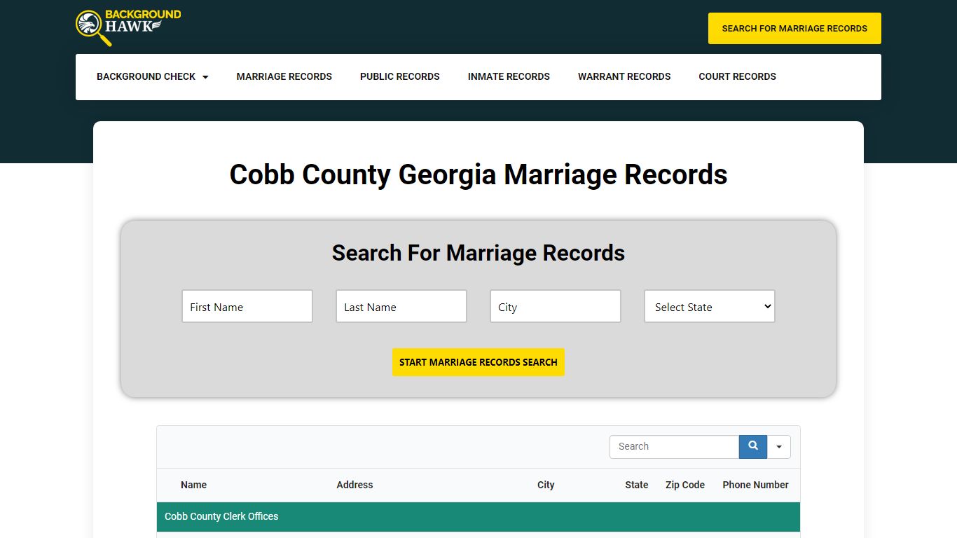 Marriage Records in Cobb County , Georgia